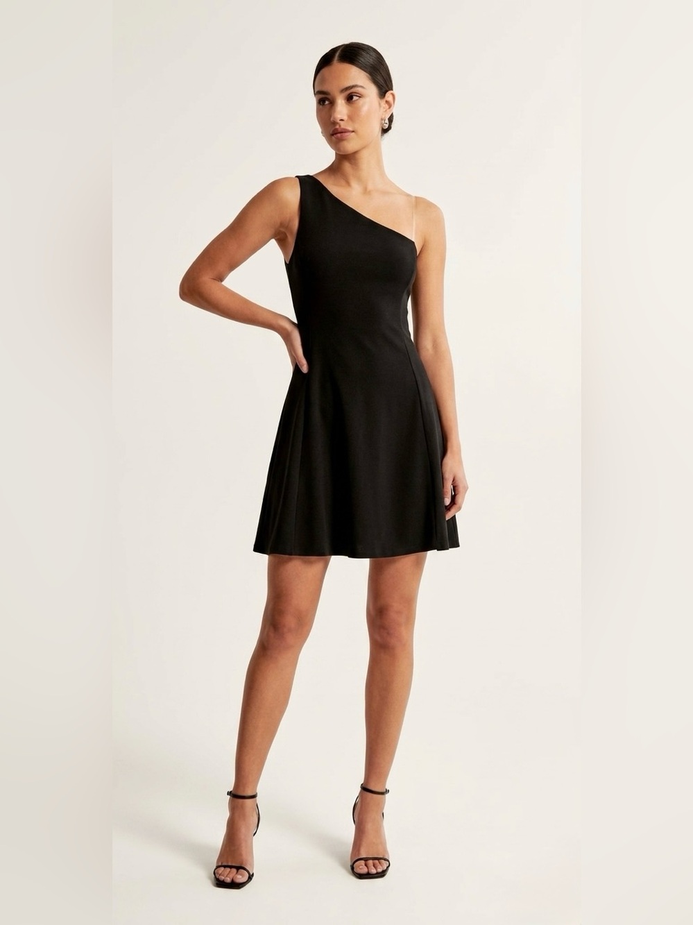 Theory Black One-Shoulder A-Line Dress